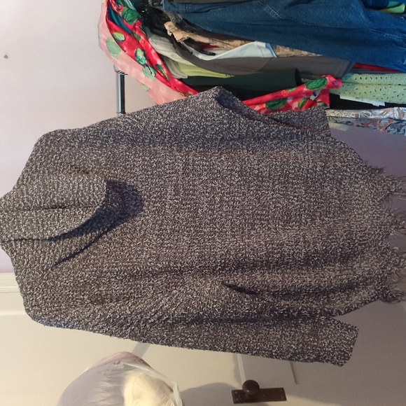 Umgee Cowl Neck Frayed Hem Sweater - Picture 2 of 2